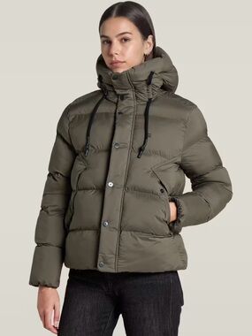 G-Star Whistler Olive Green Quilted Hooded Puffer Jacket